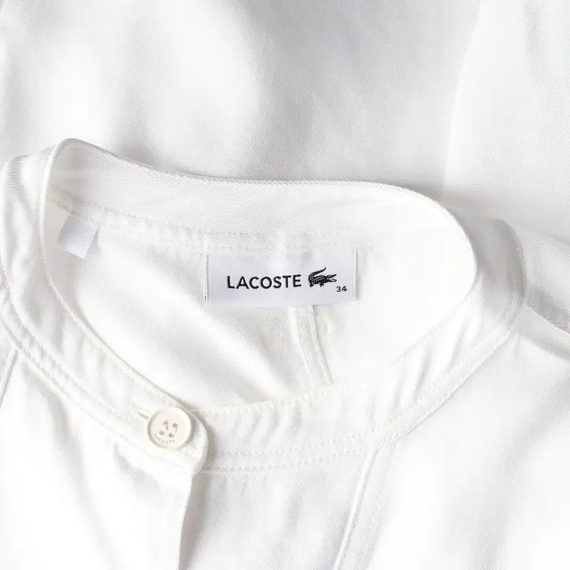 Lacoste Ivory Belted Henry Neck Dress for Women thumbnail 4