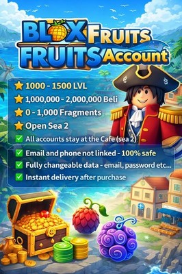 Blox Fruits 1000-1500 LVL 1M-2M Beli 0-1K Fragments Action Adventure