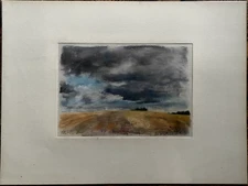 Franz Ehmke *1928-2018 Gdr Painter Pastel°Stoppelfeld Near Schildow Brandenburg