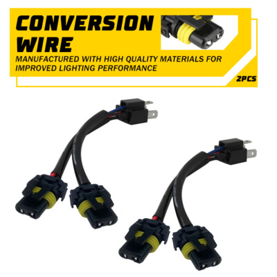 Conversion Wire H4 9003 TO 9005 9006 Two Harness Head Adapter Light Plug Play