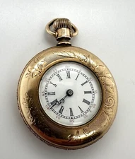 1896 Elgin 0s Pocket Watch 14k Gold Filled Demi Hunter Case