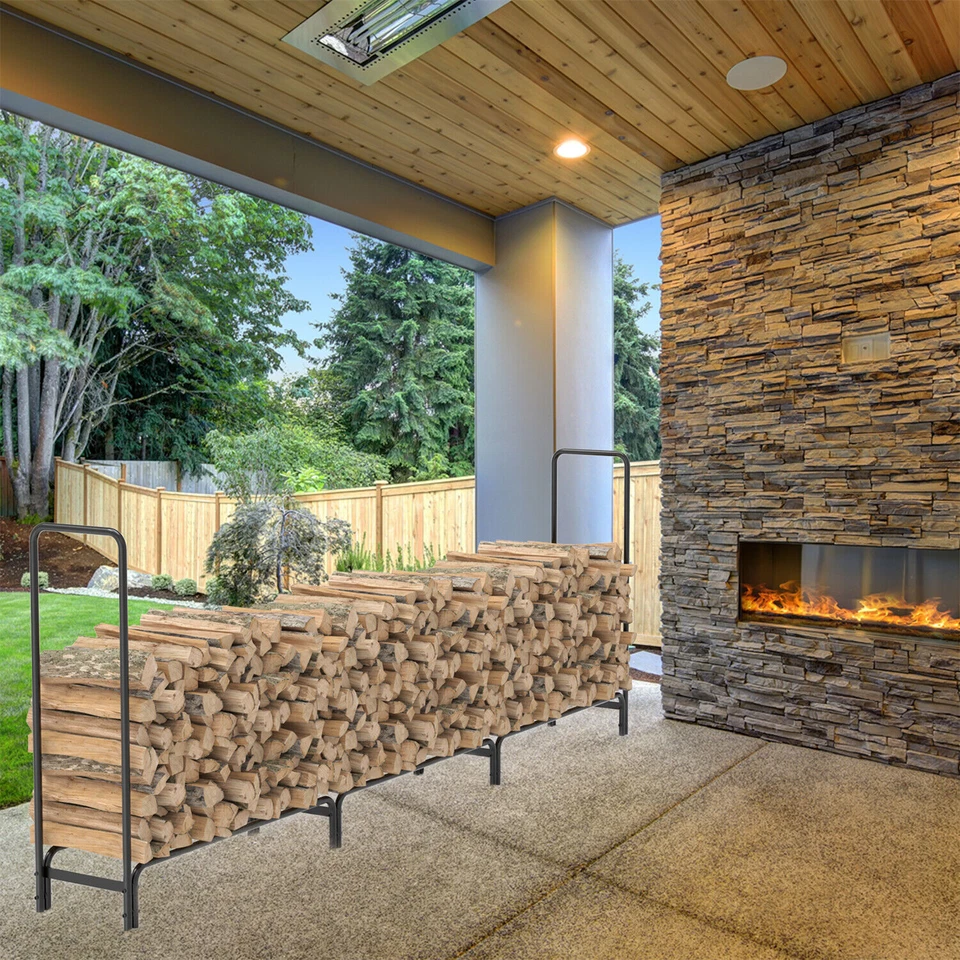 XXL Steel Firewood Rack Freestanding Fire Log Wood Large Holder Storage Solution - Image 3 of 4