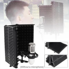 Foldable Microphone Isolation Shield 3-Panel Wind Screen for Studio Recording US