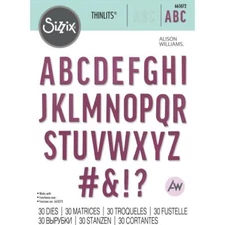 NEW Sizzix "BOLD ALPHABET" by Alison Williams Thinlits Steel Dies-30 dies 