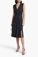 NWT.Carolina Herrera Double-breasted pinstriped wool-blend twill dress Sz12 