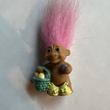 1" Russ Easter Troll Pink Hair Easter Basket And Bunny Slippers