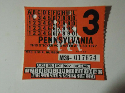 1977 Pennsylvania Motorcycle Inspection Sticker (April 30 1977) | eBay