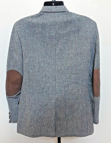 Men's Harris Tweed Wool Brown 2 Button Sport Coat Blazer Elbow Patch Sz 42R - Picture 3 of 8