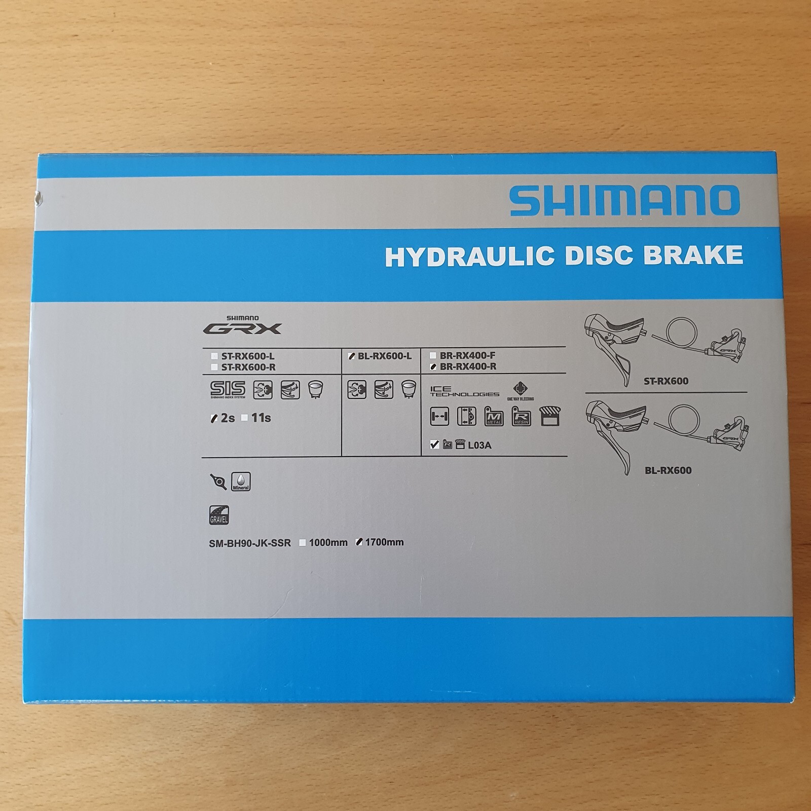 Shimano GRX BL-RX600-L GRX hydraulic brake lever RX400-R Caliper Left Rear 2s