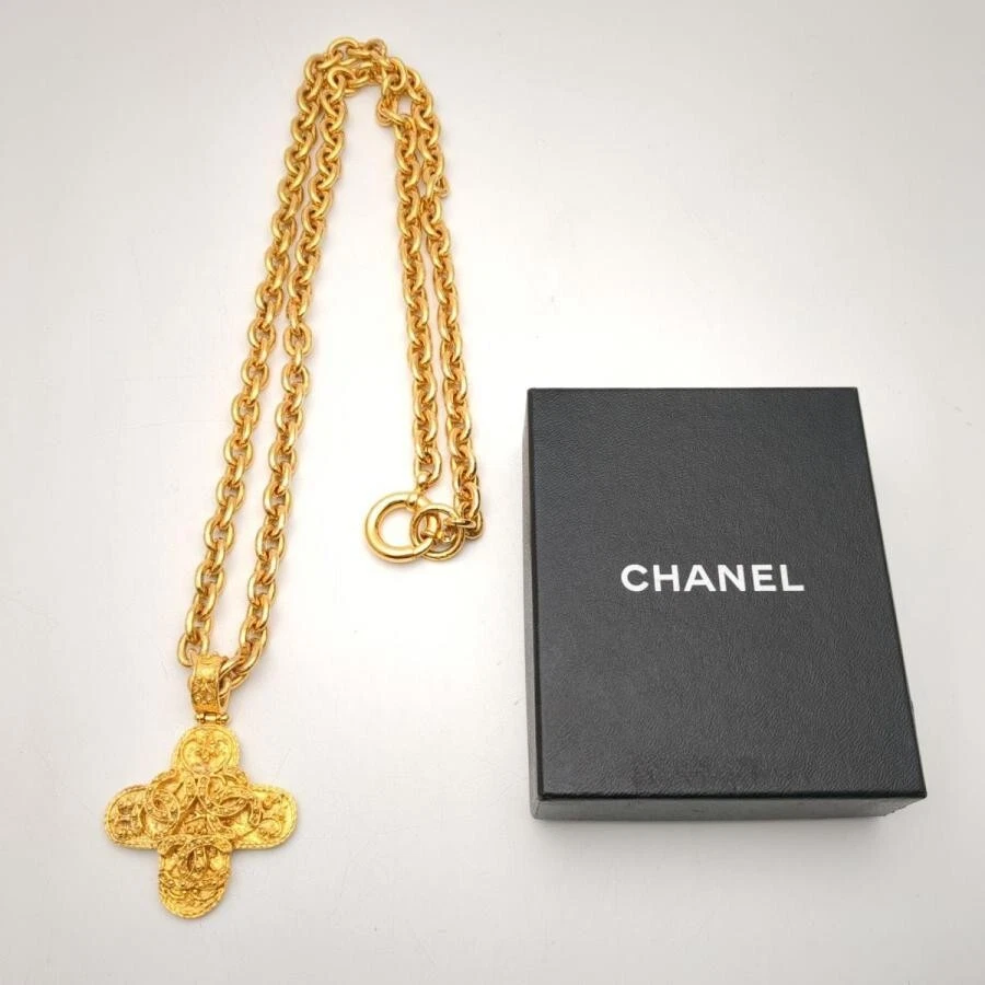 Collana CHANEL Triplo Coco Ciondolo Lungo Accessori Vintage Marca Oro