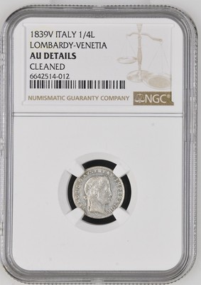 ÖSTERREICH Münze 1/4 Lire 1839 V NGC AU Details Über Stempelglanz