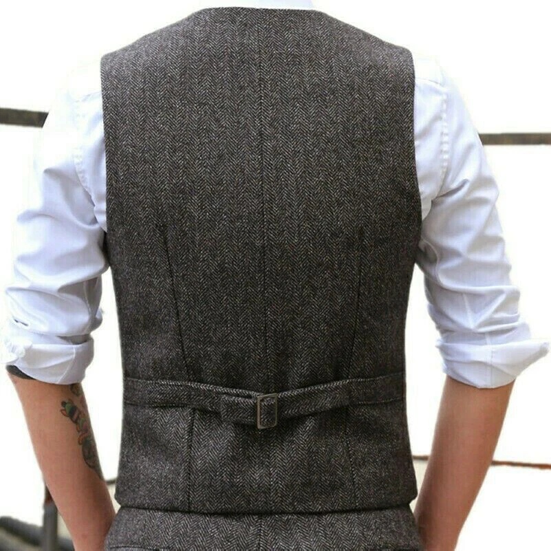 Business Herren Anzug Tweed Weste Jagd Herringbone Wolle Vintage Hochzeit Retro - Bild 2 von 4