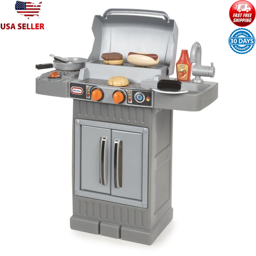 Kids Cooking BBQ Grill Playset 8-Piece Pretend Kitchen Toys Indoor Outdoor New