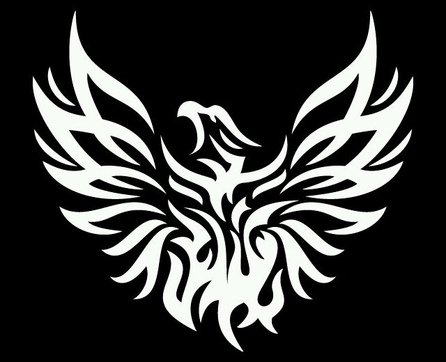 Phoenix Bird Tribal Flame Car Decal - 7 Diecut Vinyl Sticker For Laptop, Window, Bumper, Glossy White, Custom Made In USA