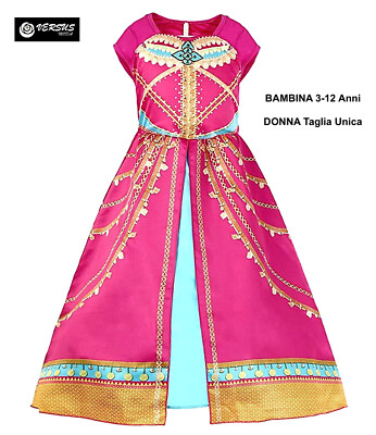 Vestito Carnevale Vestito Jasmine Rosa Simile Jasmine Vestito