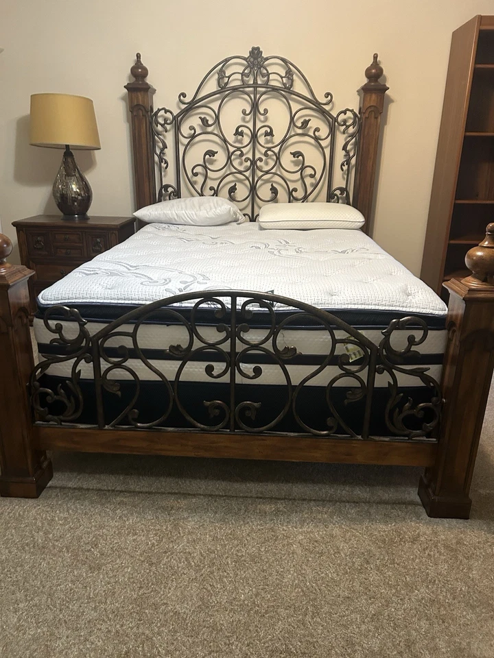 Large Wood And Metal Queen Bedroom Set. Moving And Has To Go!!! Any Offers??? - Image 3 of 4