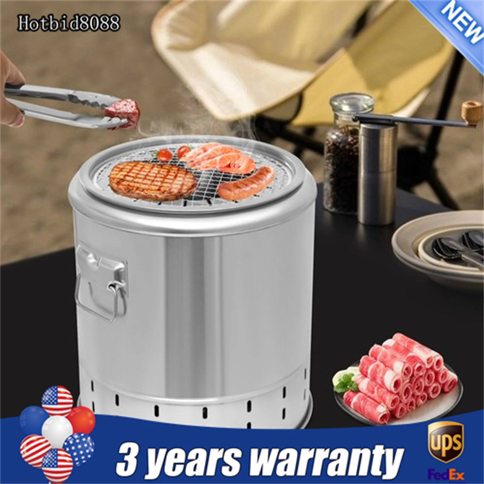 Portable Smokeless Stainless Steel BBQ Grill 2-in-1 for Camping Picnic Barrel
Opens in a new window 
