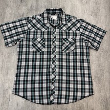 WRANGLER WRANCHER WESTERN SHIRT MENS XL PLAID PEARL SNAP COWBOY RODEO RANCHER