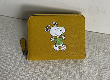 Coach x Snoopy Pebble Pattern Cartoon Short Zipper Wallet Yellow
