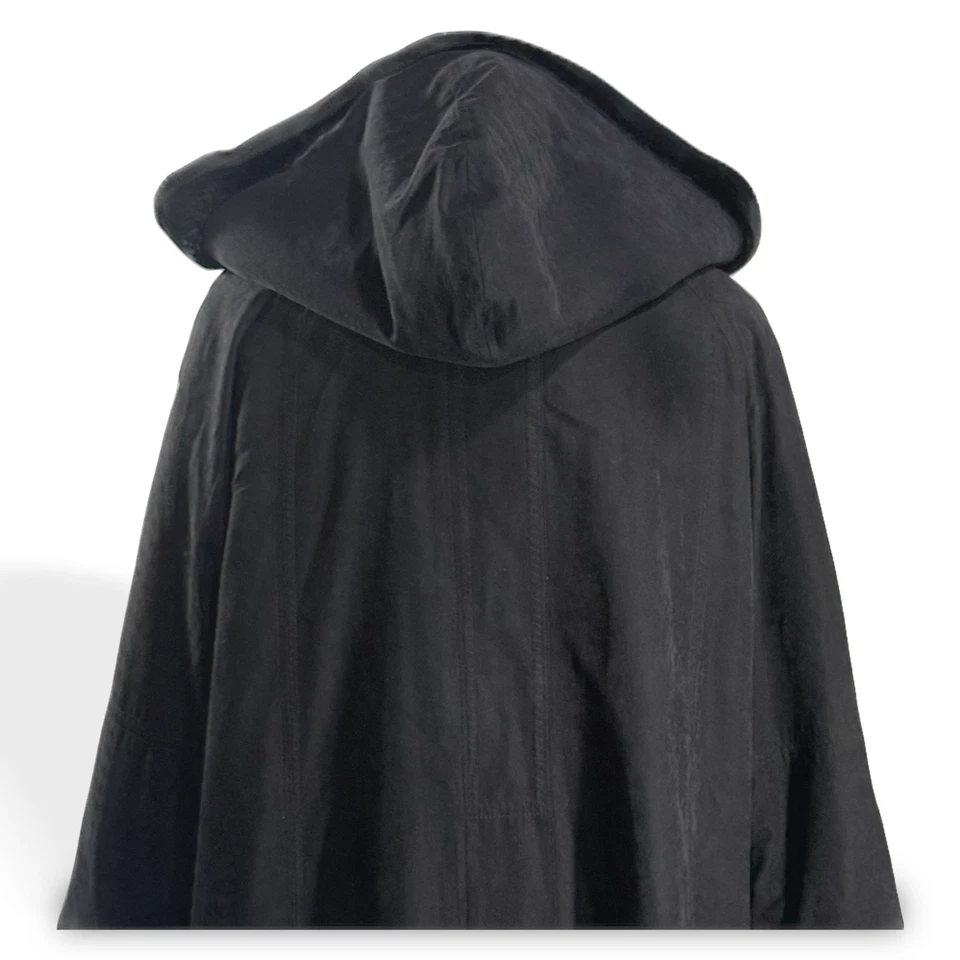 Abrigo largo con capucha negro talla grande diseño Utex para mujer Foto 4 de 4