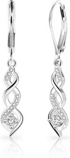 Sterling Silver Drop Dangle Earrings for Women Cubic Zirconia A-Silver