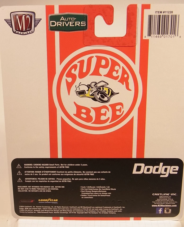 1970 Dodge Super Bee Hemi  red/white  1:64 M2 Machines  blister # 11228 - Bild 4 von 4