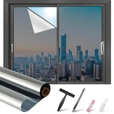 One Way Window Privacy Film See Out Not in Reflective Mirror UV Window Cling ...
