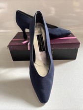 Vintage Stuart Weitzman for Mr Seymour Navy Satin Corniche Shoes - size 8