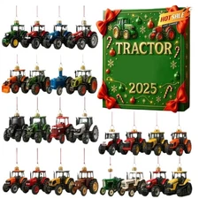 2025 Tractor 2D Acrylic Calendar 24 Day Christmas Countdown Calendar