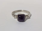 VINTAGE STERLING SILVER MODERNIST PURPLE AMETHYST GEMSTONE SZ 8.25 RING 3.2G