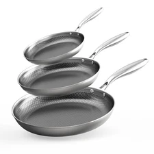 Stainless Steel Pans Set of 3 (8+10+12 Inch), Nonstick Frying Pans, Induction...
