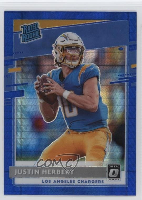2020 Panini Donruss Optic Rated Rookies Blue Hyper Prizm Justin Herbert 0q21
