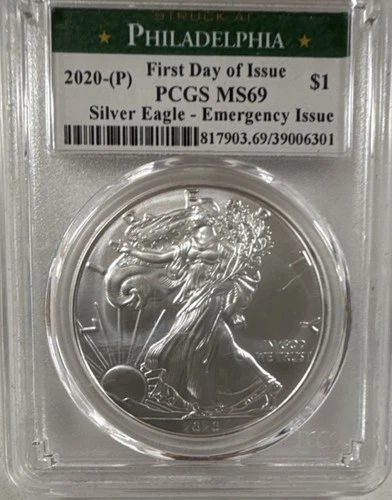2020 $1 Silver Eagle U.S. Mint PCGS MS69 Emergency Issue Philadelphia 1oz .999