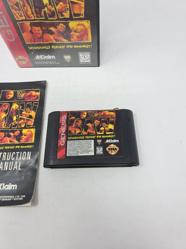 WWF Raw Sega Genesis Complete With Box And Manual CIB WWE Wrestling - Image 2 of 4