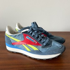 Reebok Aztec Classic Nylon Runner Shoes UK 6.5 Blue Yellow Retro Sneakers