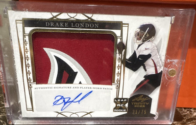 Leaf Trinity 2022 Drake London Rookie Auto Patch #PA-DL1 21/75 Falcons NFL