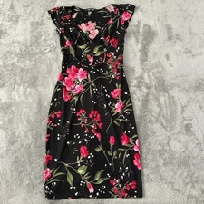 Vintage Rampage 90s Y2K Black Floral Slip Dress SMALL Whimsigoth Dark Romantic