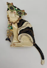 Vintage Lunch At The Ritz 2Go Vintage Enameled Glamor Kitty Cat Reticulated Tail