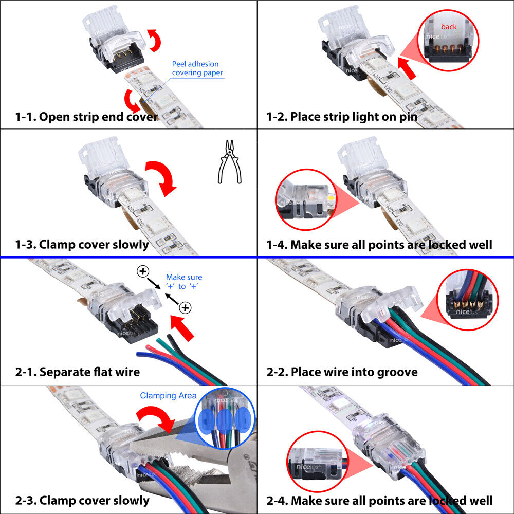 10x 2/4/6 Pin LED Verbinder Adapter Quick Clip Streifen Strip