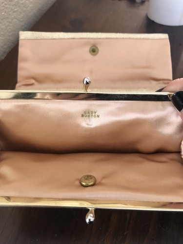 Vtg 1960s Lady Buxton Evening Clutch Gold Lame Trifold Snap Closure Pockets - Picture 6 of 11