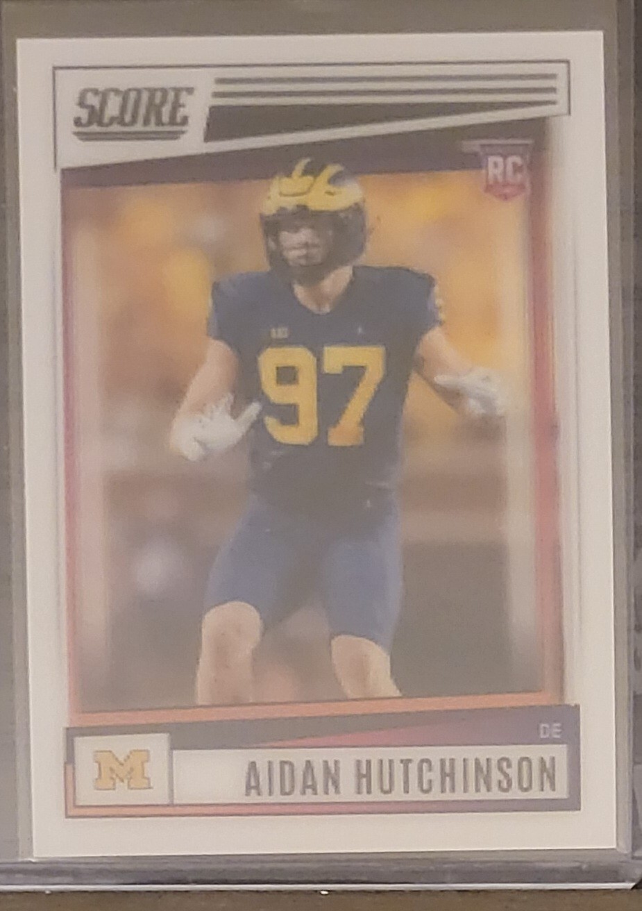 2022 Score Football #307 Aidan Hutchinson Lenticular Dynamic 3-D SSP ROOKIE CARD