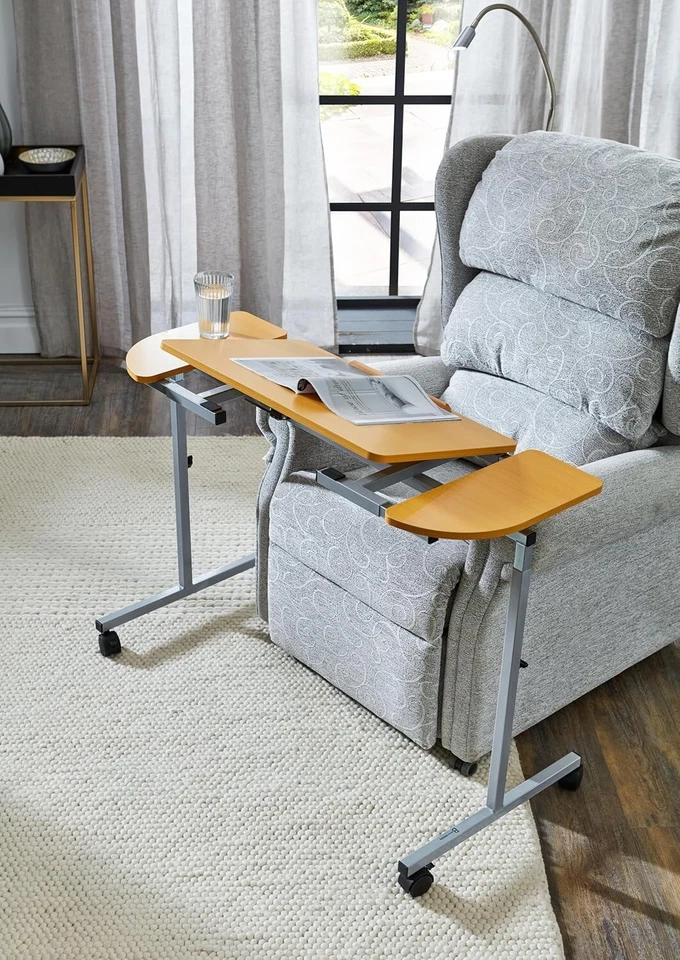 Adjustable Height Tilting Over Bed Table or Over Chair Table & Lockable Castors - Image 2 of 4