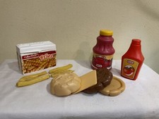 VTG. LITTLE TIKES/FISHER PRICE CHEESEBURGER, FRENCH FRIES, JUICE, CATSUP LOT