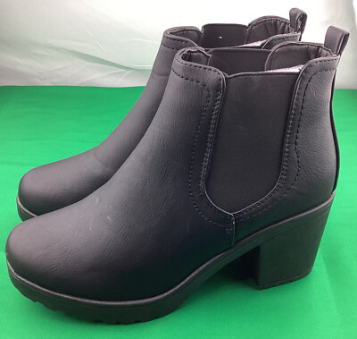 Black Nasty Gal Chunky Cleated Ribbed Chelsea Boots Size Uk5 Biker