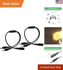 2-Pack 1 to 2 Way DC Power Splitter Cable for CCTV Cameras and LED Light Strips