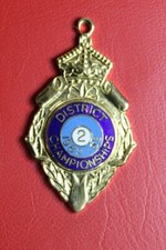 * DISTRICT CHAMPIONSHIPS MEDAL 1982-83 ENAMMELED GOLDEN 42MM LONG #CDP07