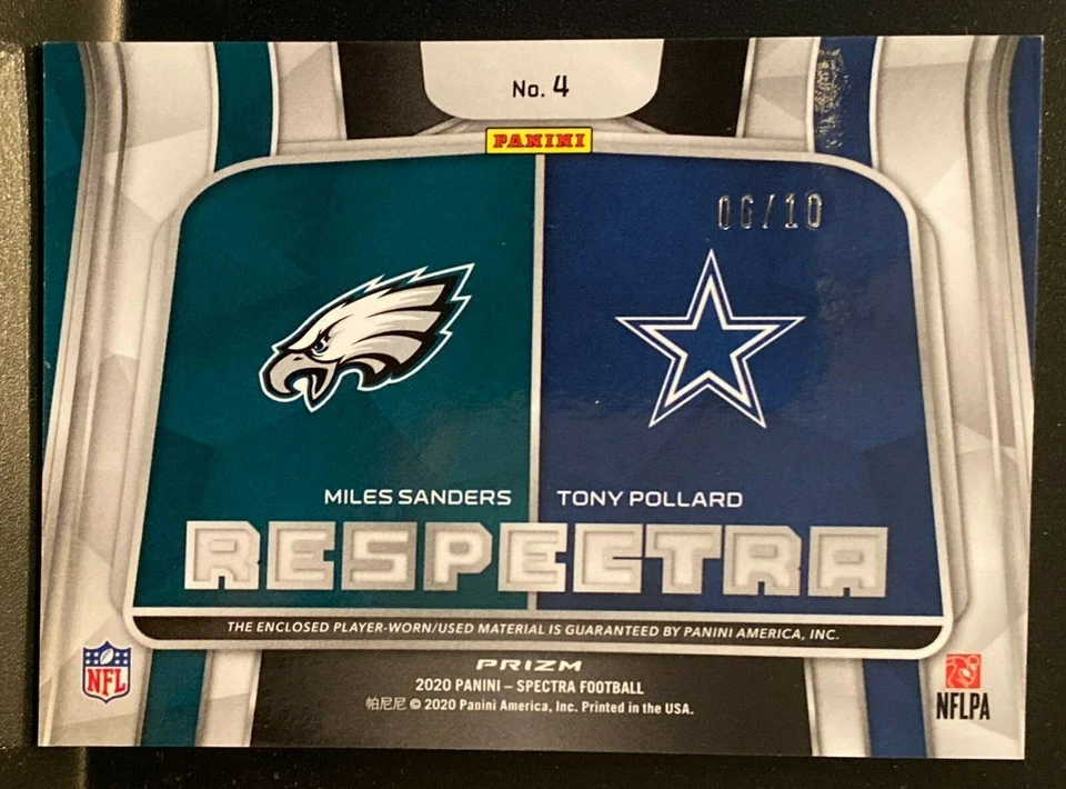 2020 Panini Spectra #4 Sanders/Pollard Neon Orange Respectra #/10 - Image 2 of 2