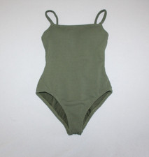 Kona Sol Womens Green Ribbed One Piece Swimsuit Full Seat Coverage S NWT