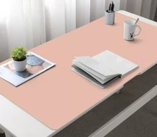 Dual Sided Desk Pad Office Desk Protector  Waterproof Pink/ Silver