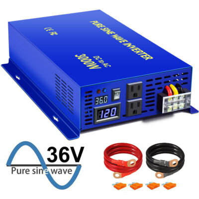 3000W Pure Sine Wave Inverter 36v to 110v 120V Power Inverter Surge 6000w